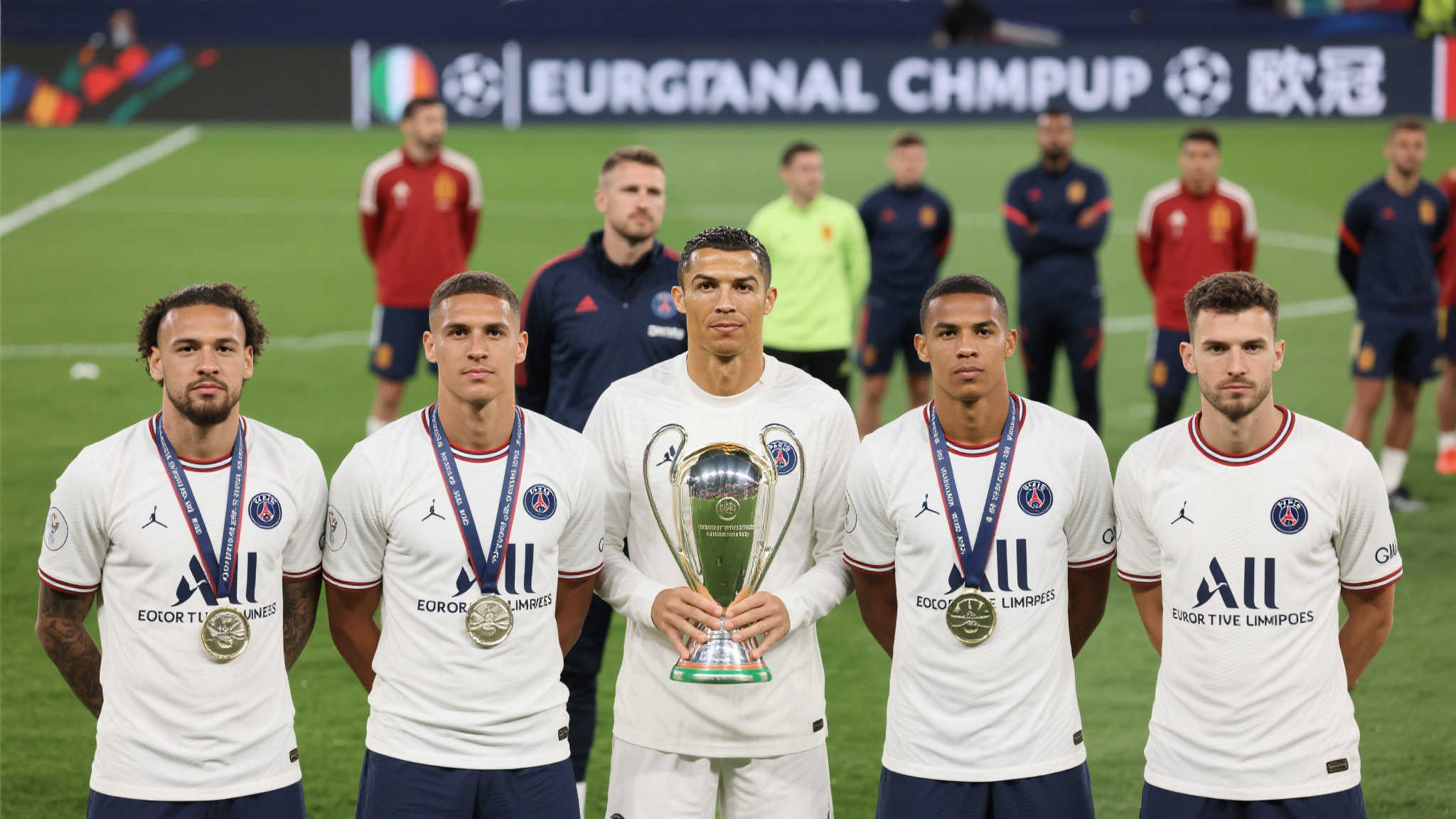 姆巴佩笑迎5位欧冠冠军加盟法国队，氛围热烈